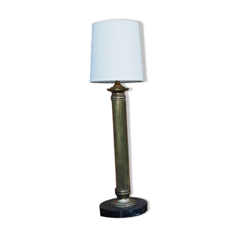 Lampe colonne en laiton et marbre noir
