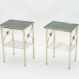 Pair pieces of gold metal glass opalin black 1960s