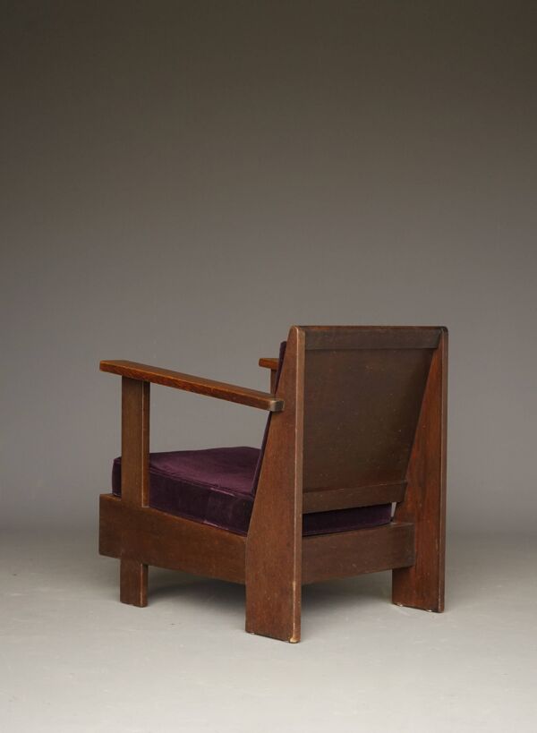 Petite chaise longue Art Déco néerlandaise en chêne, années 1920
