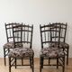 Set of 4 Napoleon chairs in blackened wood and floral fabric.