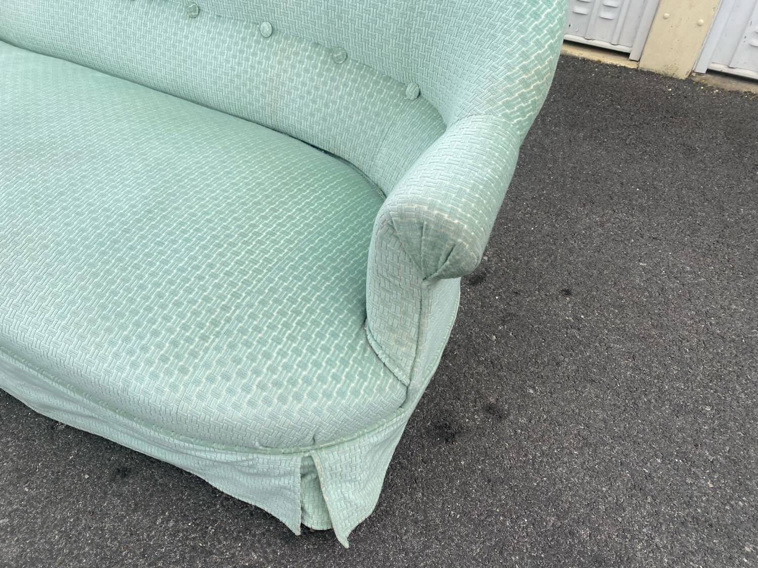 Vintage Celadon Velvet Sofa