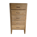 Vintage 5-drawer chest of drawers in waxed solid pine.