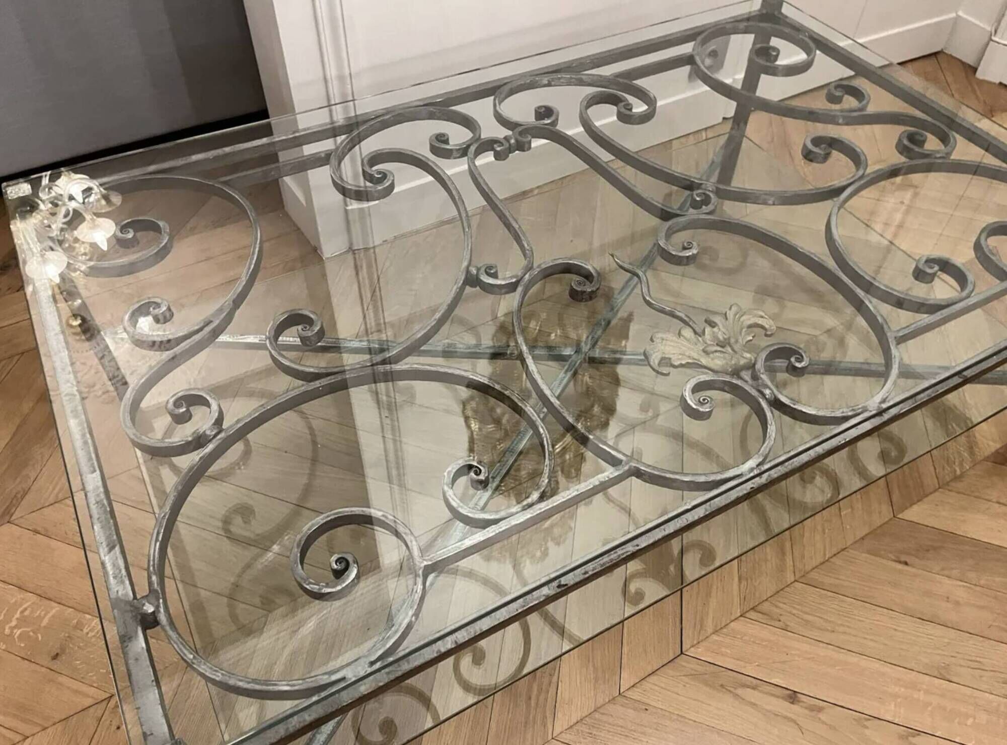 Wrought iron coffee table - Old Parisian balcony railing
