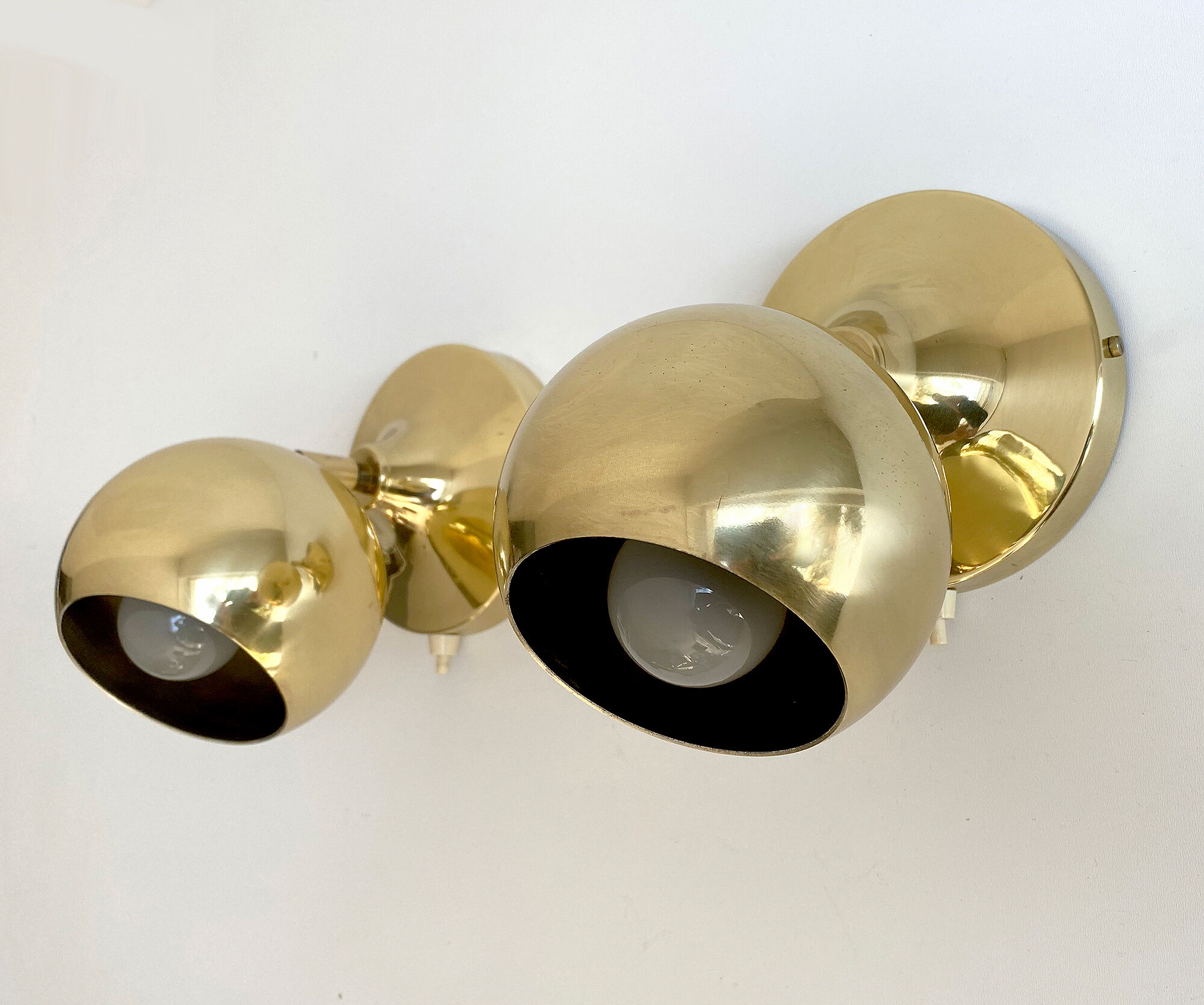Pair Vintage Spot Wall Lamp, 60s. Brass Globe
