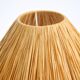 Italian 60s table lamp made of wood and leather with paper straw lampshade