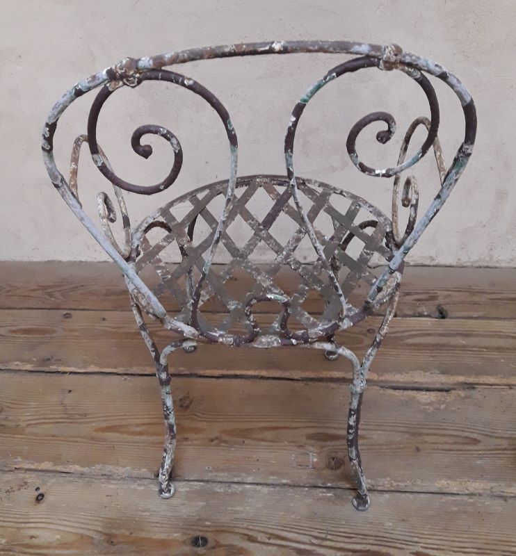 Xix° wrought iron garden armchair