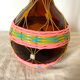 Vintage amber glass bottle scoubidou
