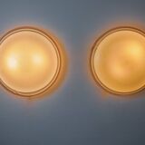 Pair of XL Murano glass "Ronda" wall lights by Leucos, Italy, 1970