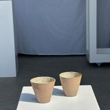 Lot de 2 tasses / mug en céramique indonésienne (mat brun)