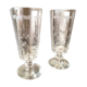 Duo de verre a cafe en verre epais a decor floral