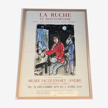 Old lithograph poster Marc Chagall La Ruche