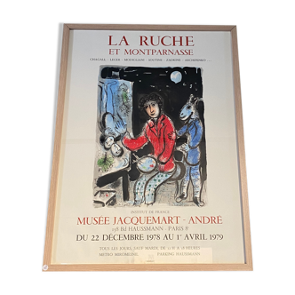 Old lithograph poster Marc Chagall La Ruche