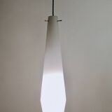 Large Vintage White Encased Glass and Brass Pendant by Stilnovo, Italy