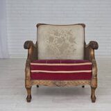 1930s, Danish armchair, furniture velour, ash wood.