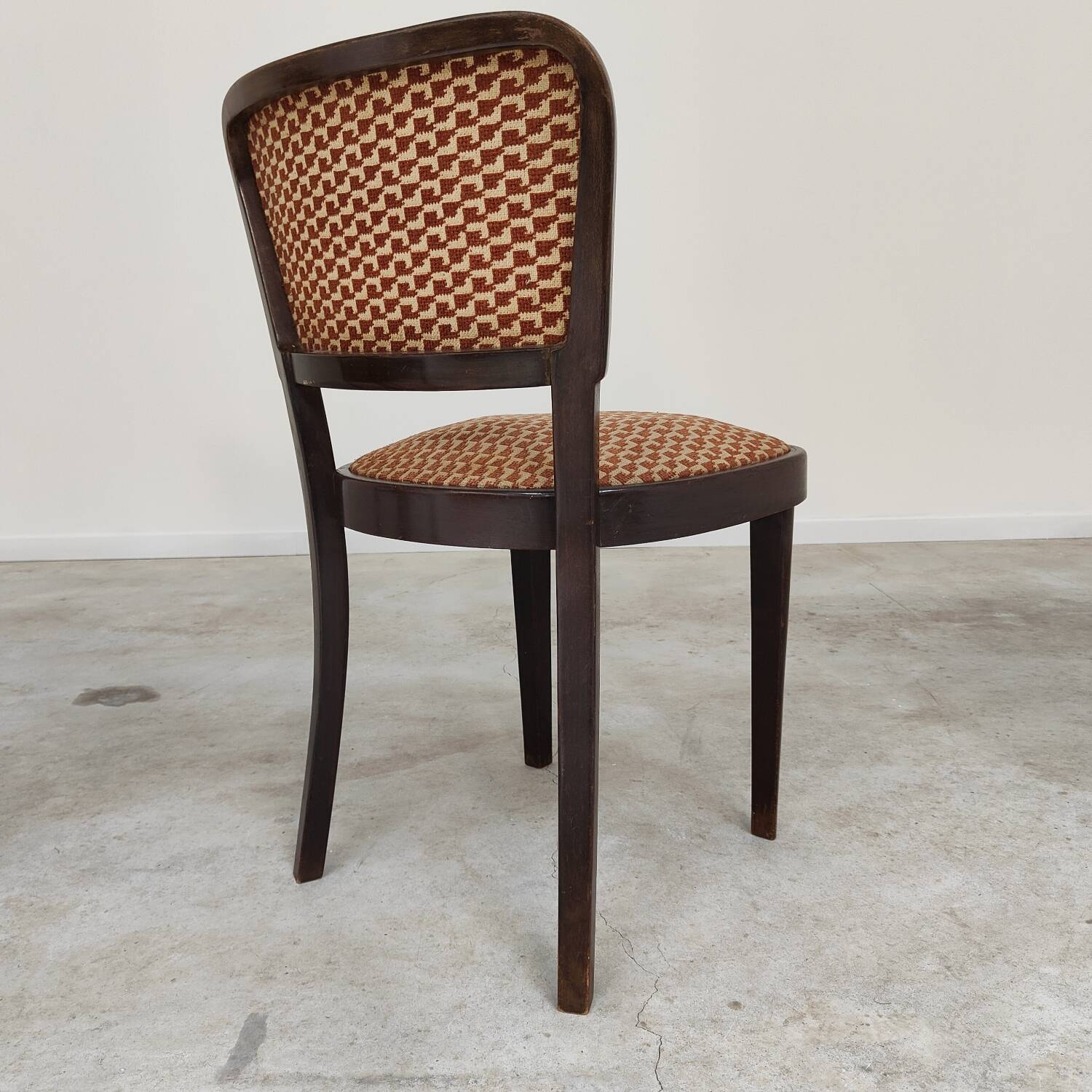 Set of 4 Thonet Art Deco chairs, 1930s, fabric and walnut