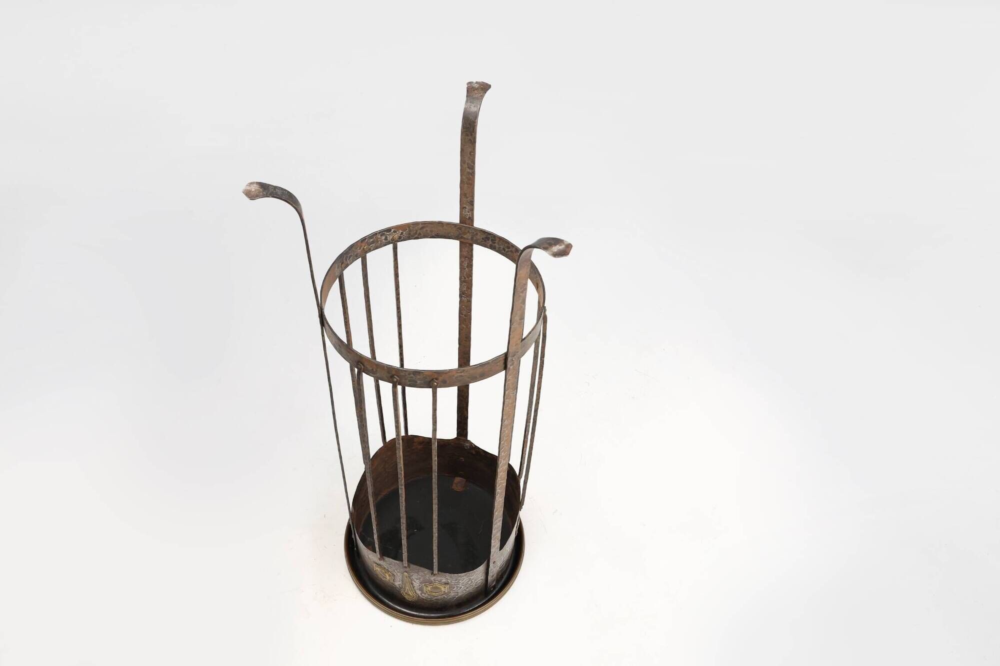 Art Nouveau wrought iron and brass high console Wiener Secession style