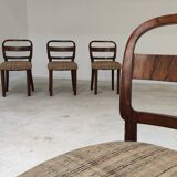 Set of 4 Fischel art deco chairs, fabric and walnut, year 30