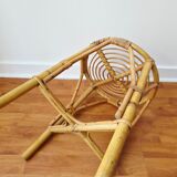 Vintage rattan stool in retro bohemian style - 1950s/1960s -