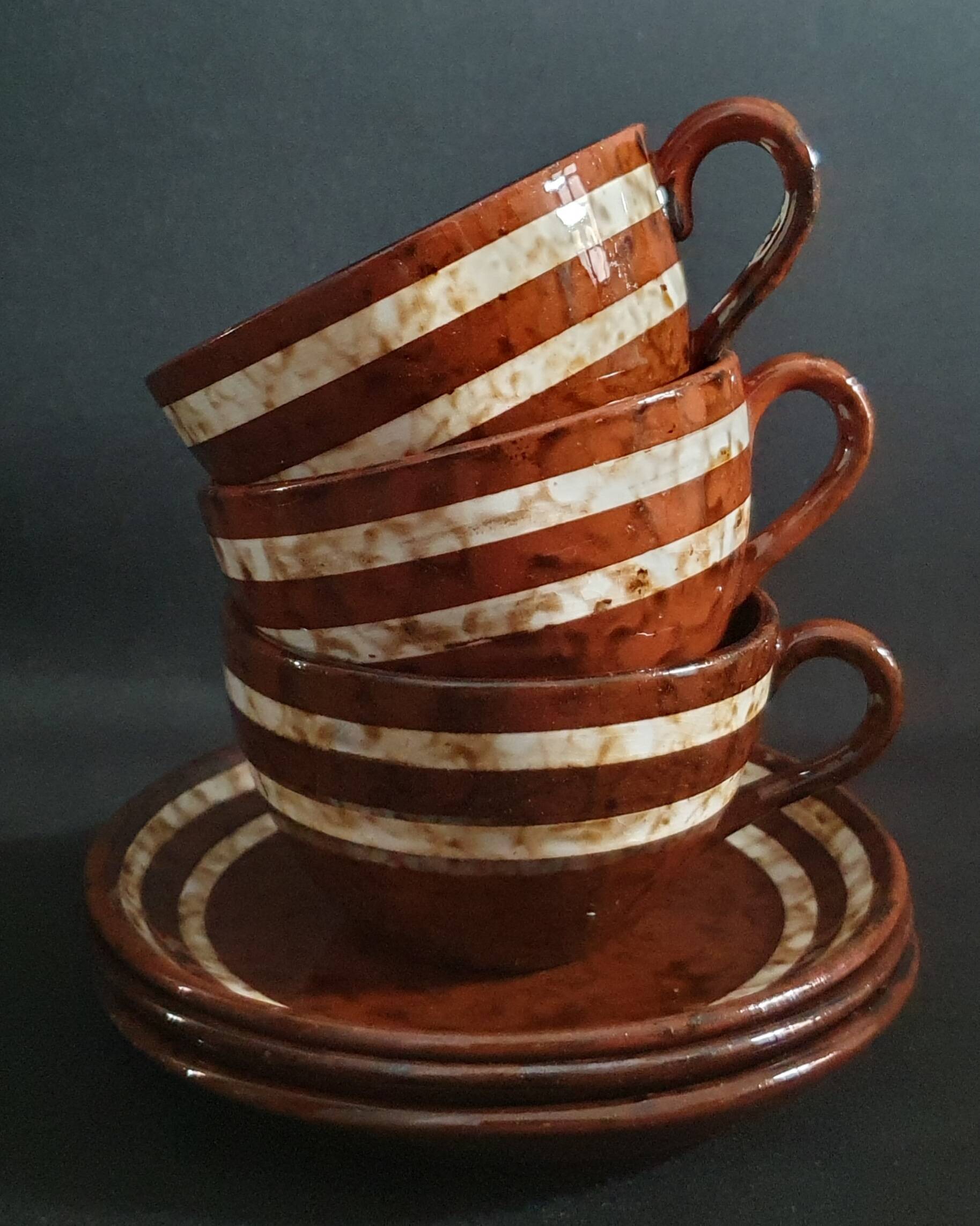 "Mary" Sarreguemines trio of cups