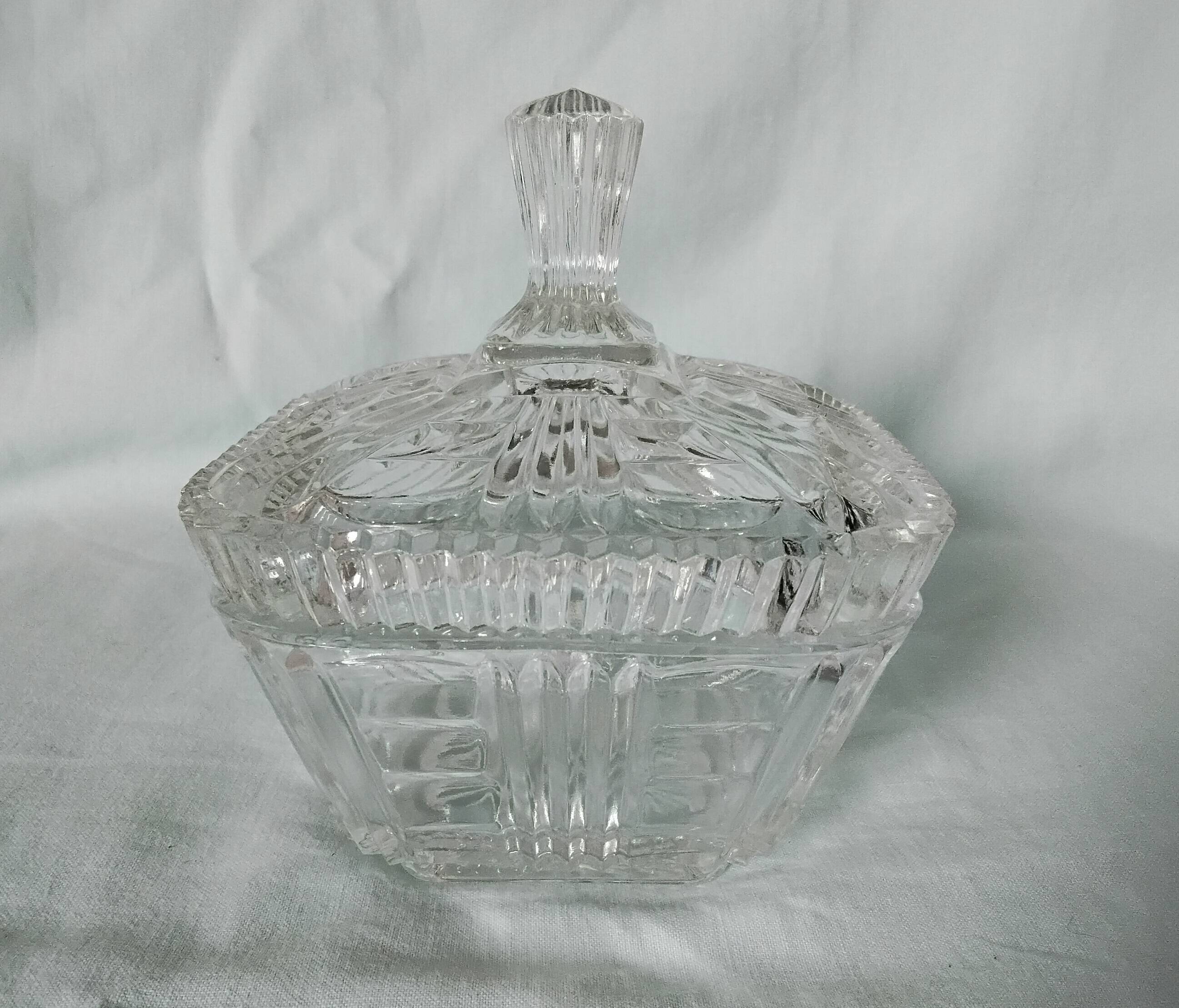 Cut glass sugar bowl