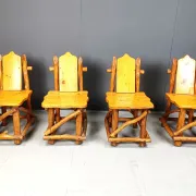 Vintage brutalist dining chairs, set of 4 - 1960s