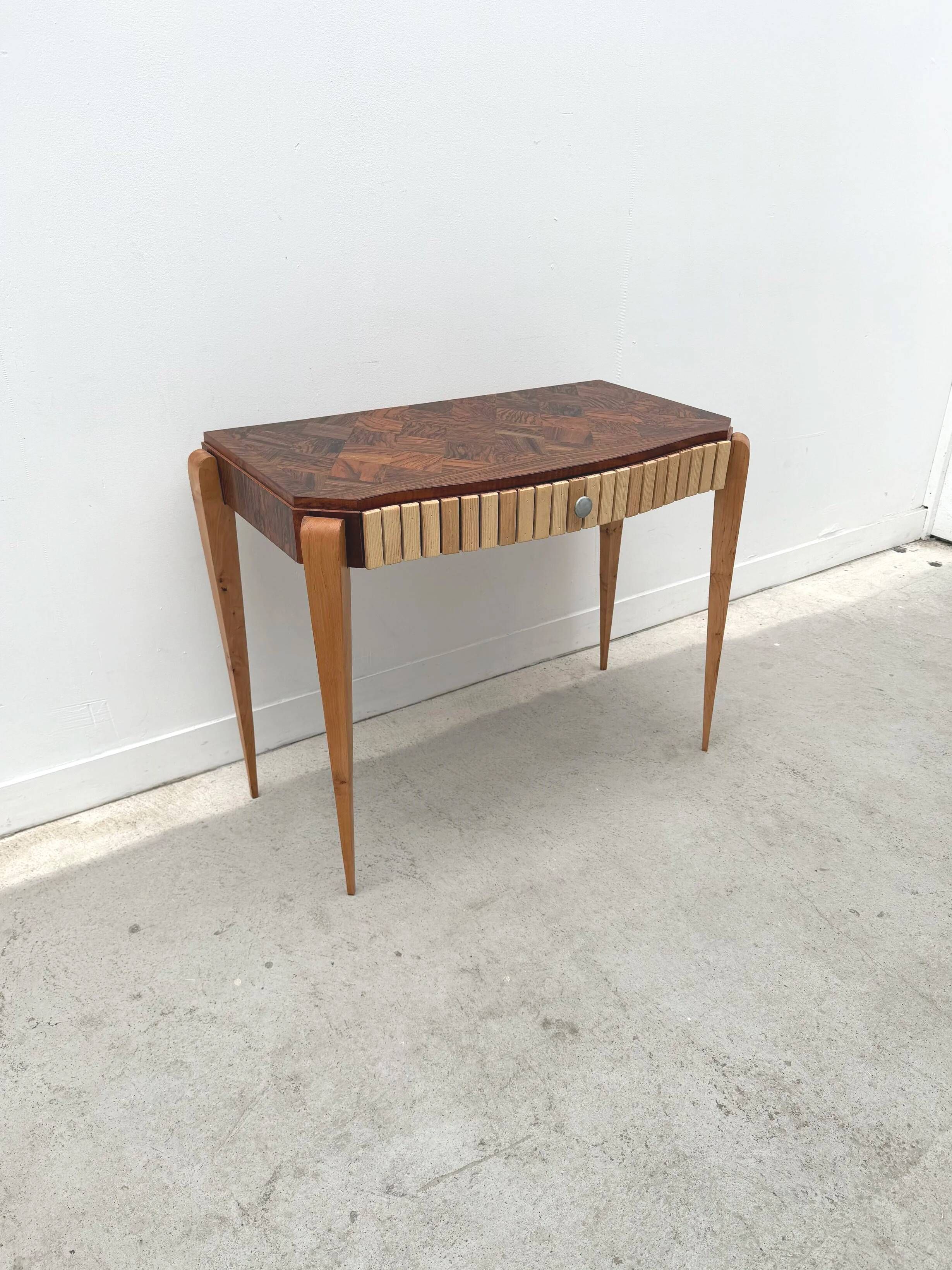 Console art déco en différentes essences de bois, France 1940
