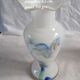 Vintage white opaline vase with marbled decoration – 1970s/1980s