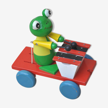 Jouet en bois à tirer grenouille xylophone