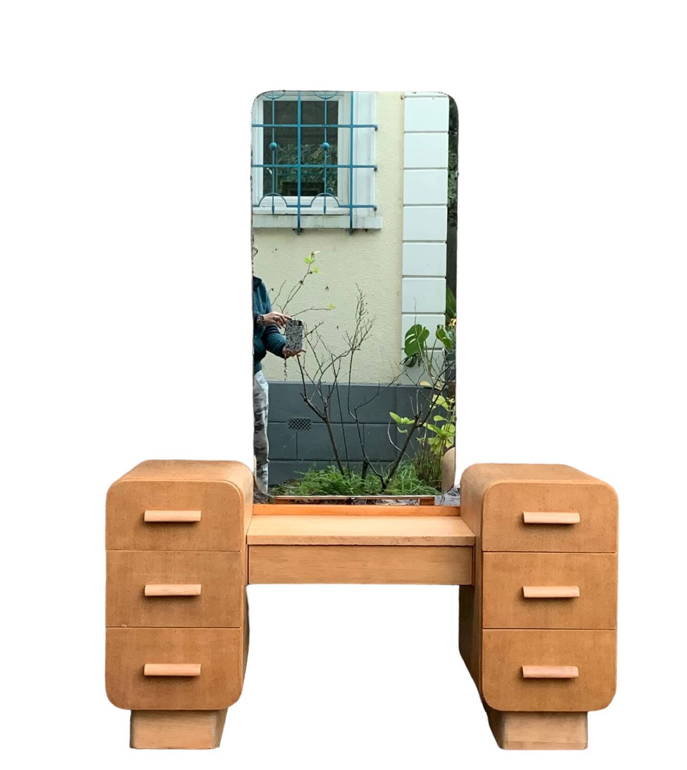 Art Deco dressing table in raw oak produced by Tatra Nabytok Czechoslovakia 1950