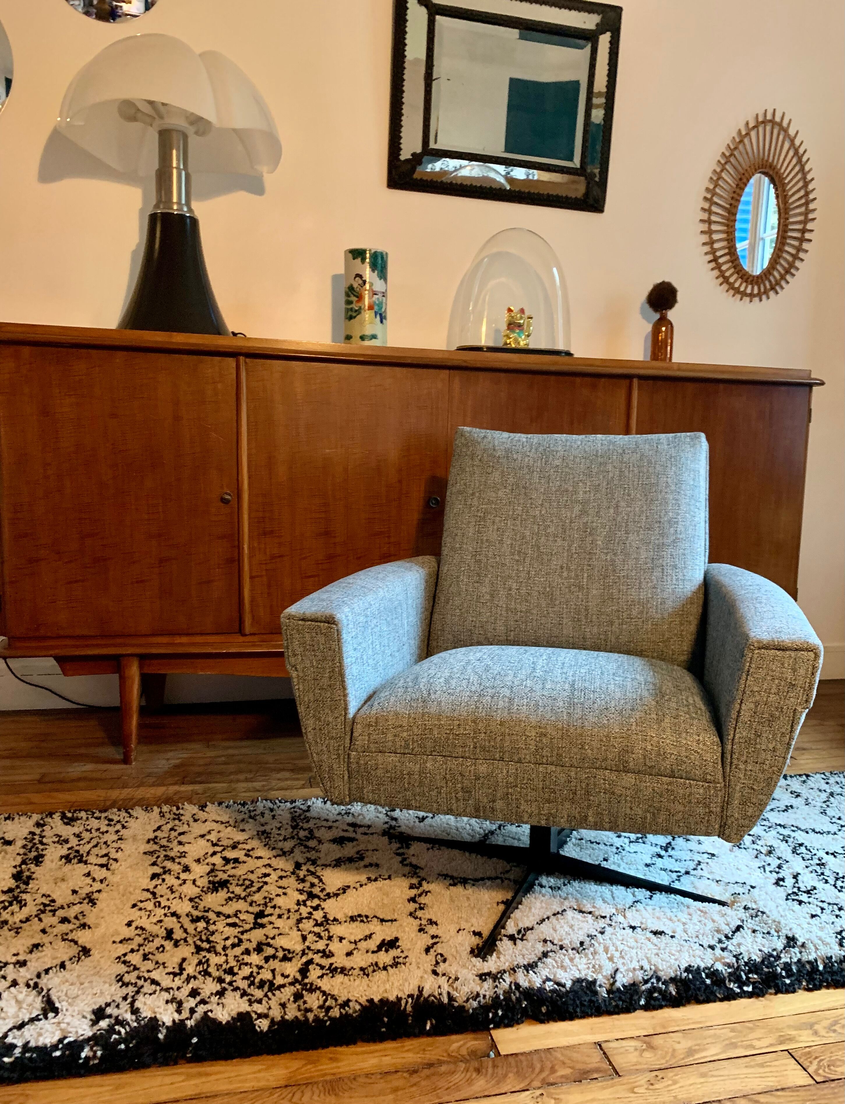Vintage swivel cube armchair