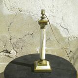 Column lamp base in alabaster and bronze