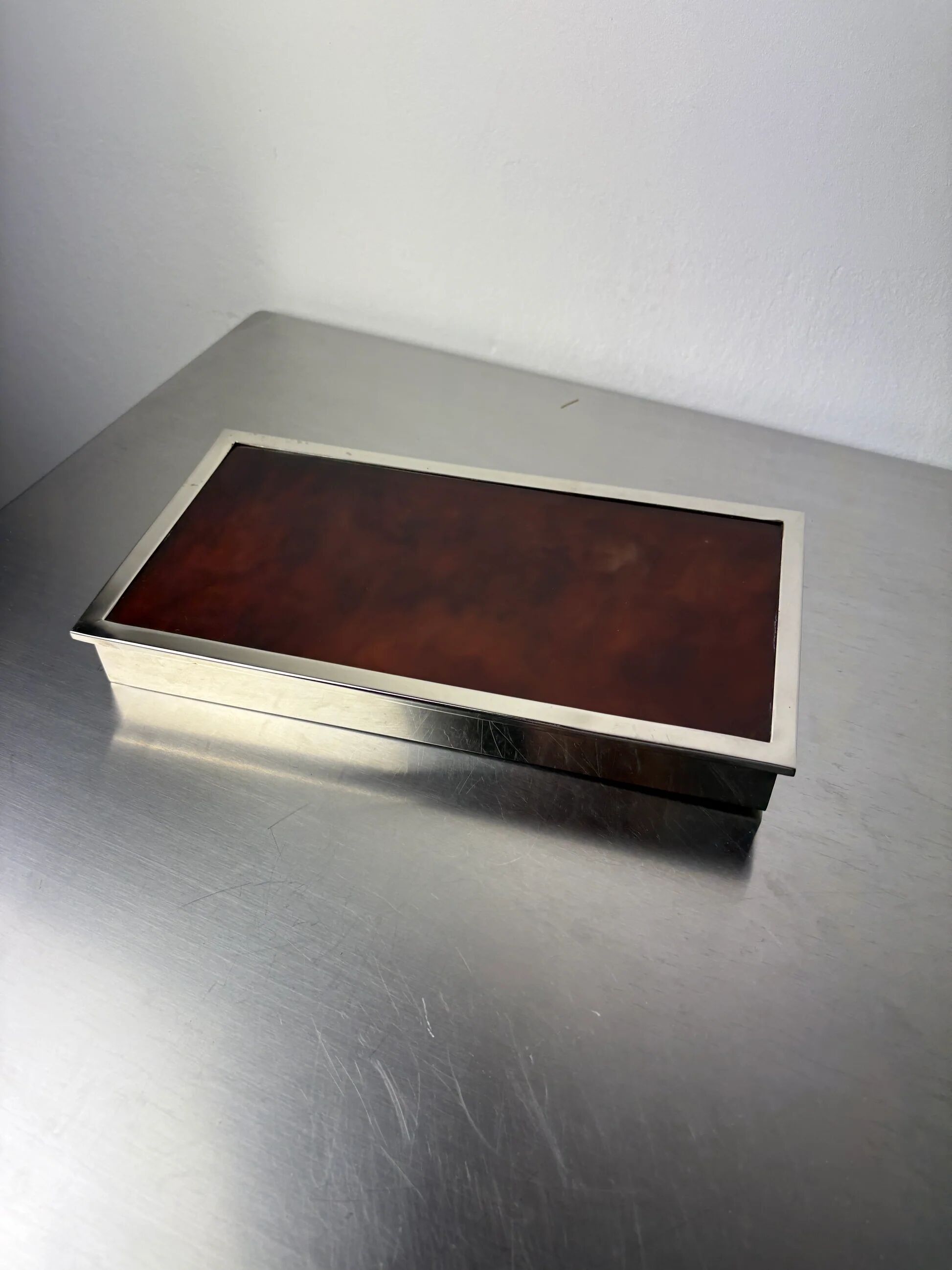 Faux tortoise shell & chromed Dior vanity box, Italy, 1970s