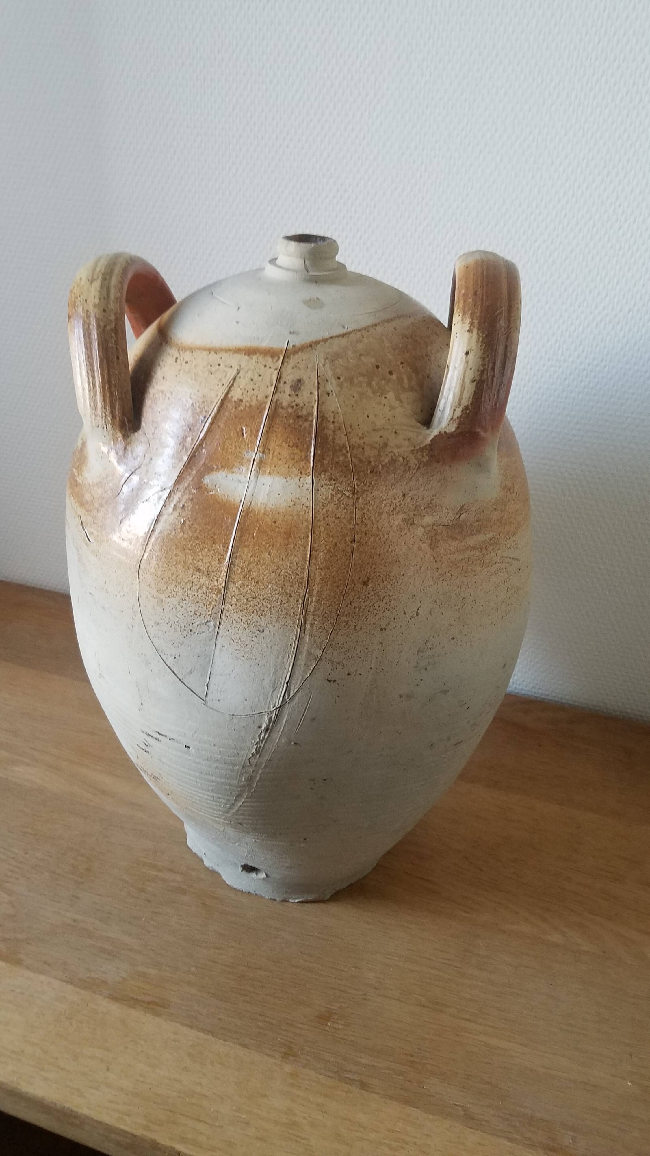 Large old stoneware jar from the 19th century