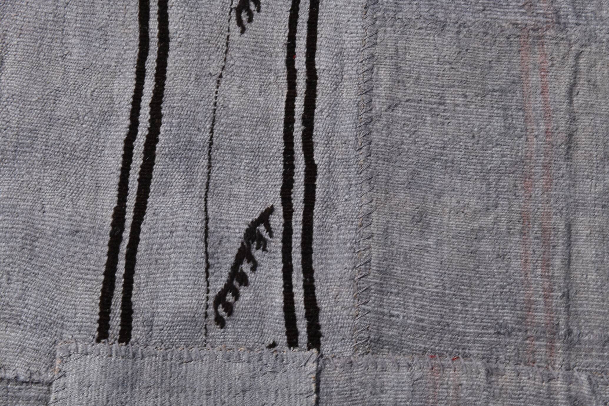 7x10 Vintage Gray & Black Modern Kilim Rug, 213x308Cm