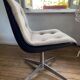 Fauteuil design en plastique, chrome et matière naturelle 60s 70s