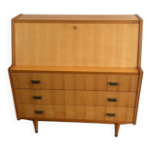 Secretary in Sycamore with Bronze Handles, French Work