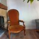 Voltaire armchair with amber velvet rack and pinion