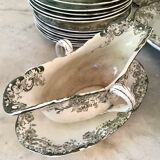 Doulton Burslem Melrose green English earthenware dinner service for 6 people