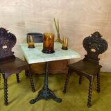 Duo of carved wooden chairs