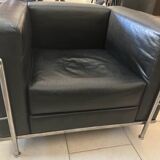 Lot de 3 pièces salon cuir canapé et deux fauteuils
