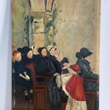 Old painting, church scene