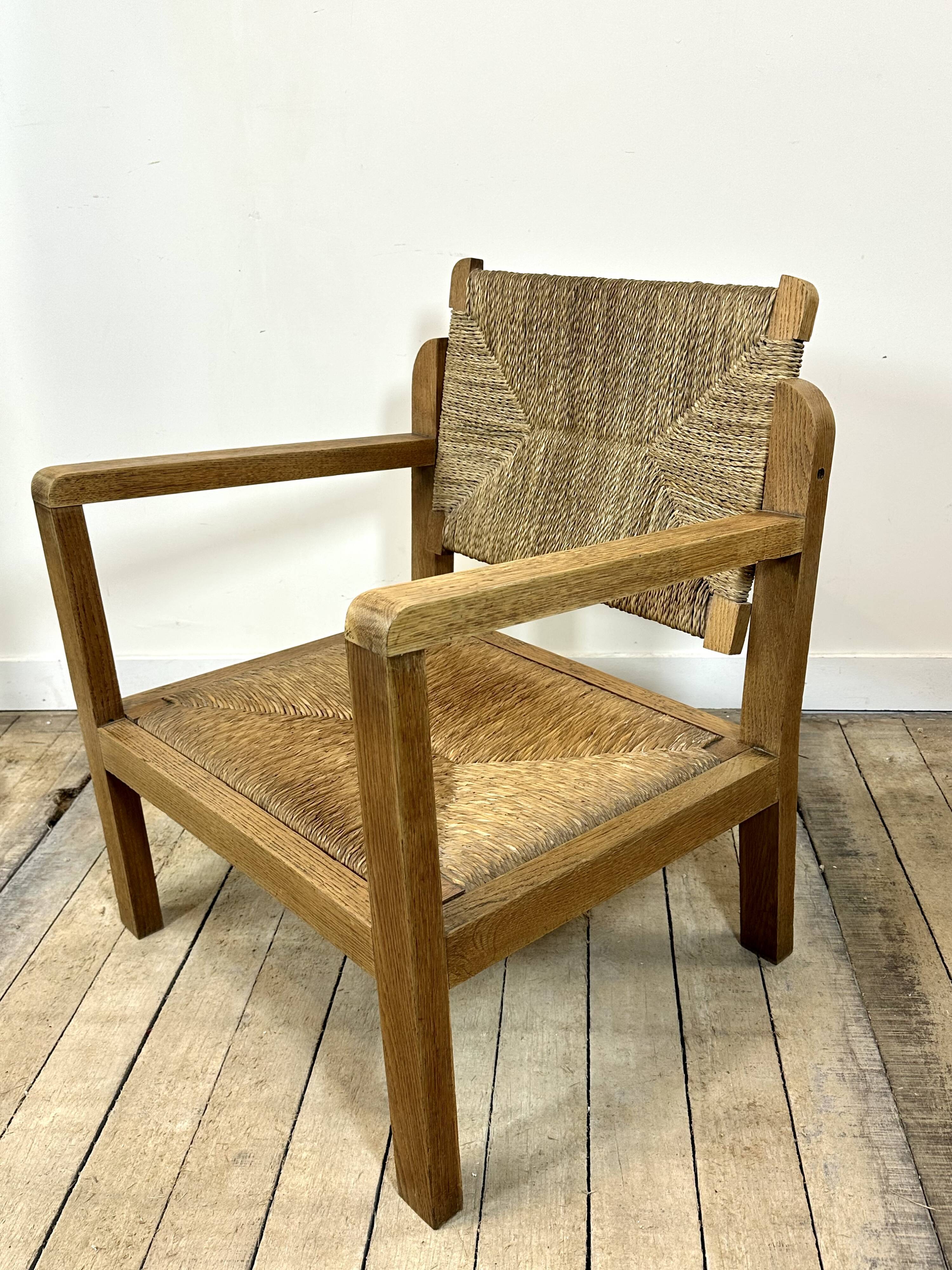 Brutalist armchair in oak 1950s