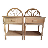 Pair of rattan bedside tables