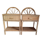 Pair of rattan bedside tables