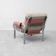 Pair of vintage metal armchairs with multicolour fabric – 1970s