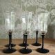 Set of 6 Arcoroc flutes with black stems – 1970s design
