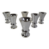 Set of six Amalgam Glass Goblets, Biedermeier, Peasant Silver, Circa 1860's.