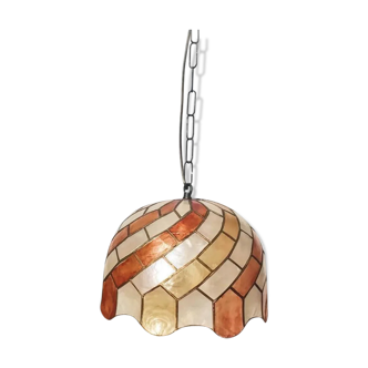 Beige and orange mother-of-pearl pendant light