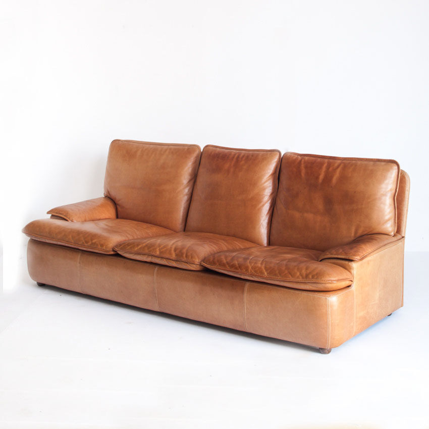 Vintage leather sofa. Belgium, 1970s