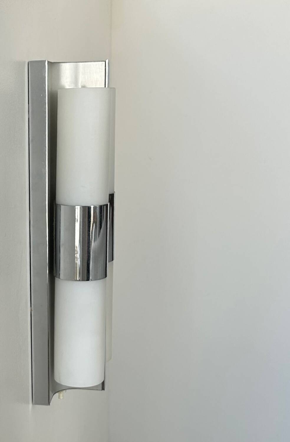 Vintage chrome and opaline metal wall light, Germany 1960